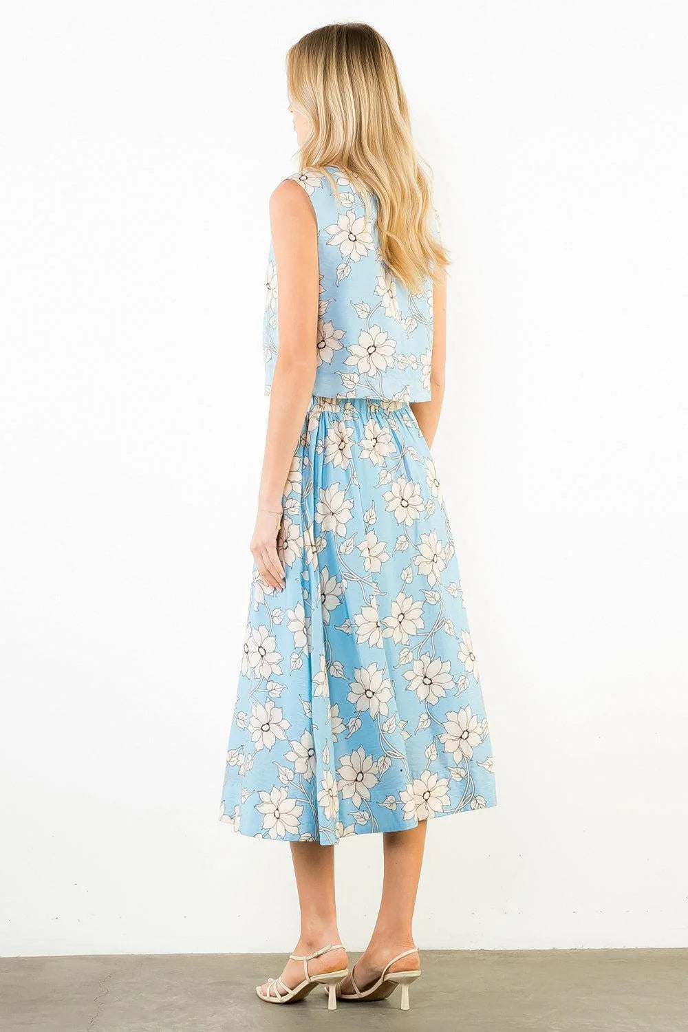 Floral Printed Skirt- Blue