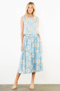 Floral Printed Skirt- Blue