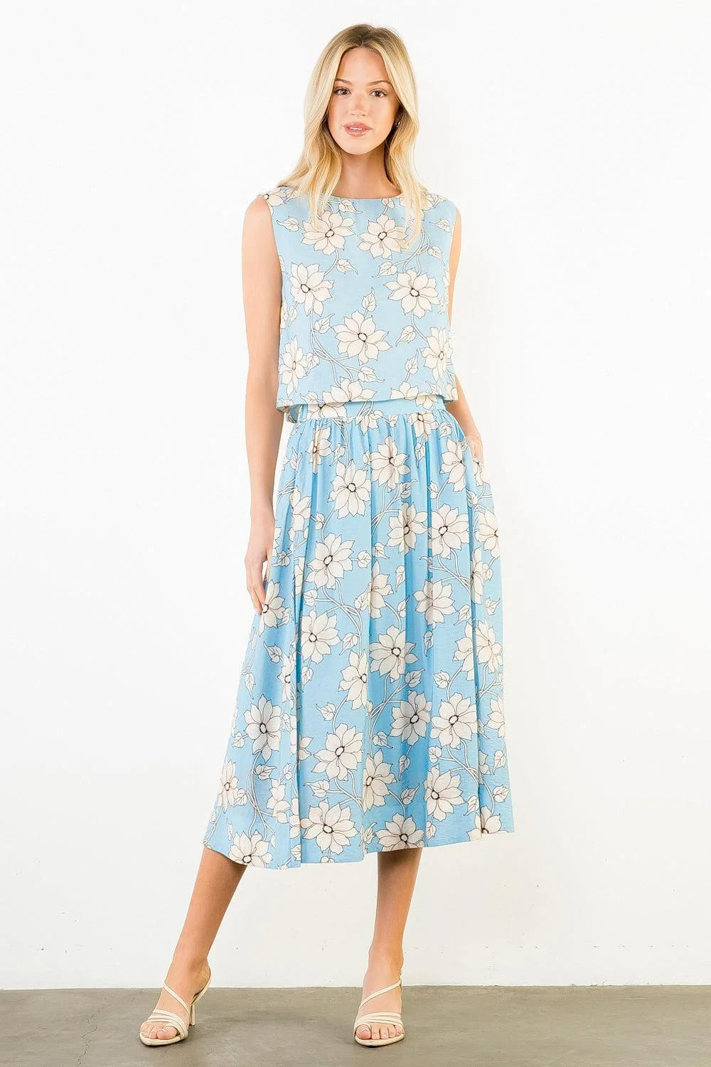 Floral Printed Skirt- Blue