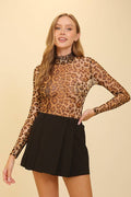 Leopard Print Mesh Bodysuit