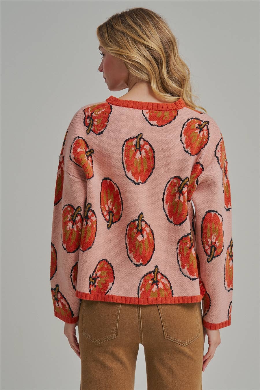 Pumpkin Pattern Sweater- Red/Pink