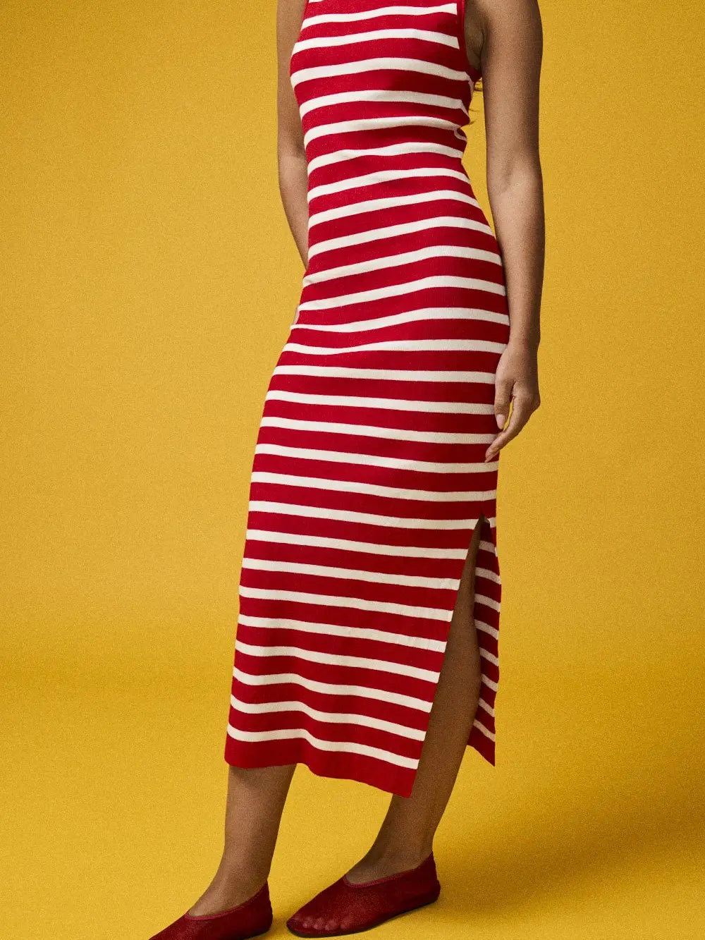 Stripe Midi Dress- Red/White