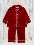Christmas Boys & Girls Velvet Pajamas- Red