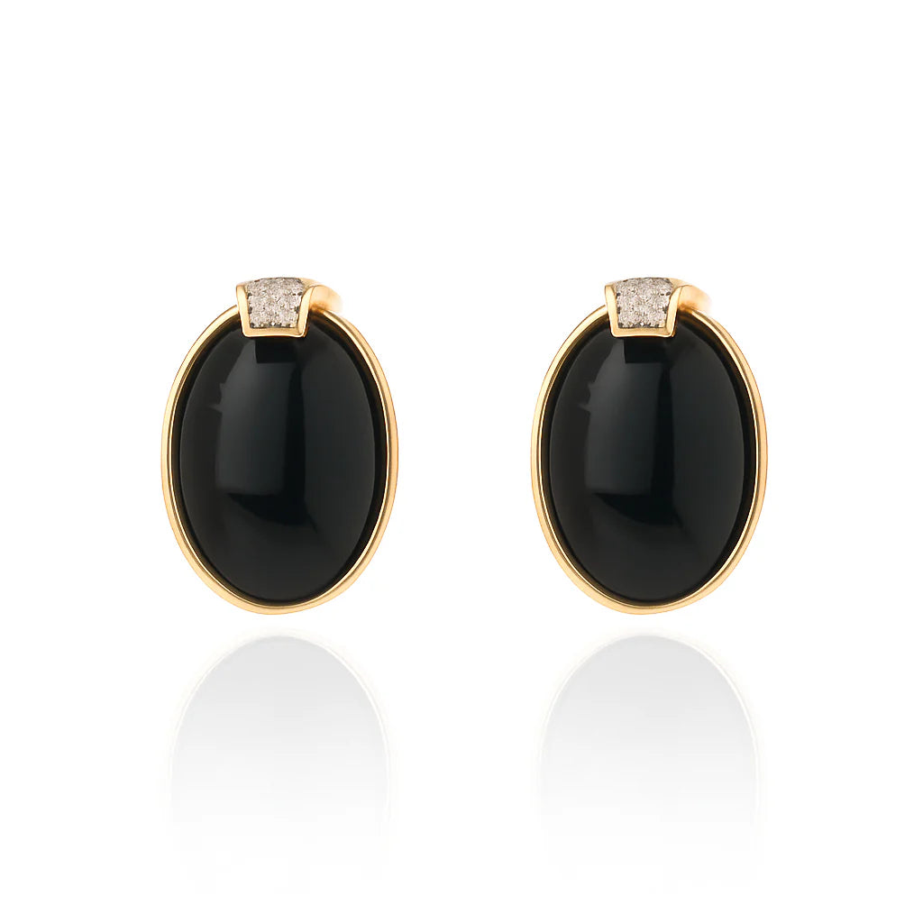 Splendore Earrings- Black Agate