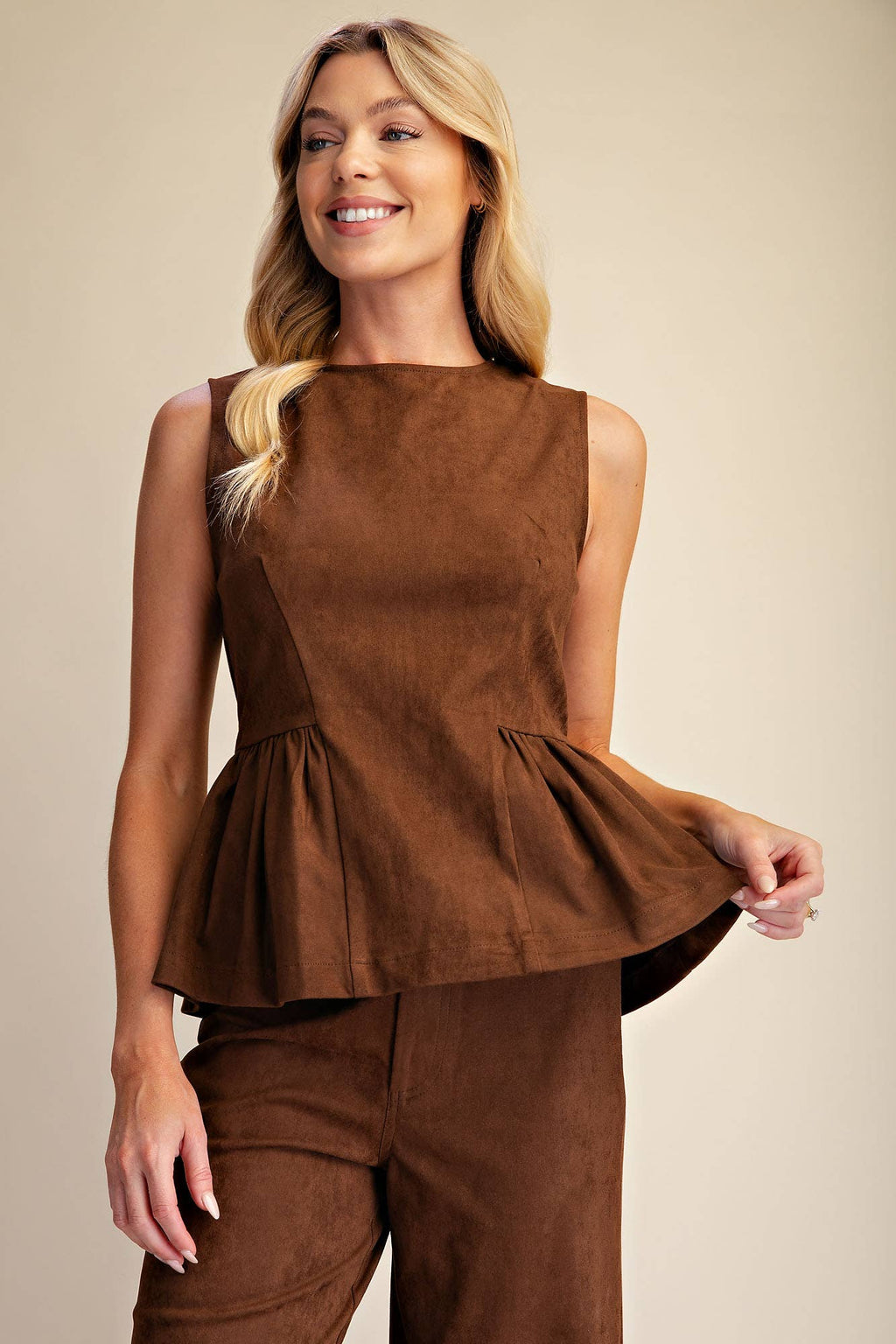 Round Neck Sleeveless Peplum Top