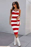 Striped Sweater Knit Midi Dress