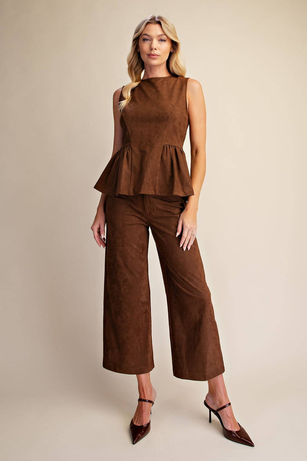 Round Neck Sleeveless Peplum Top