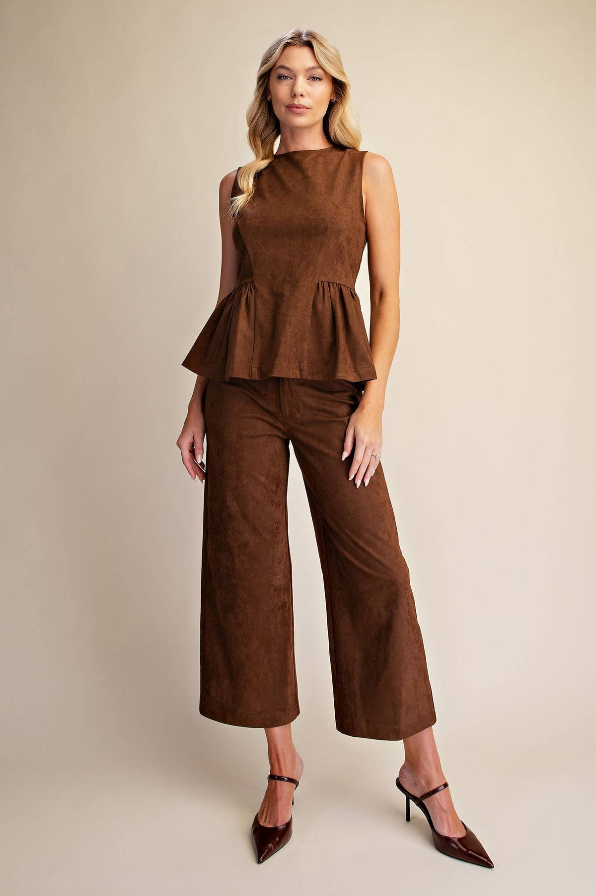 Round Neck Sleeveless Peplum Top