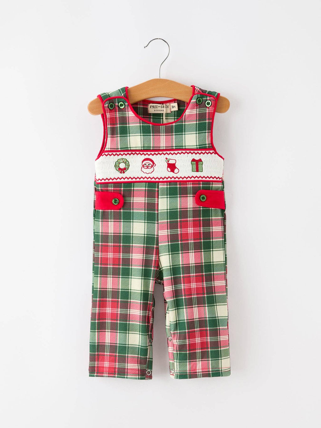 Christmas Plaid Smocked Holiday Jonjon- Red/Green