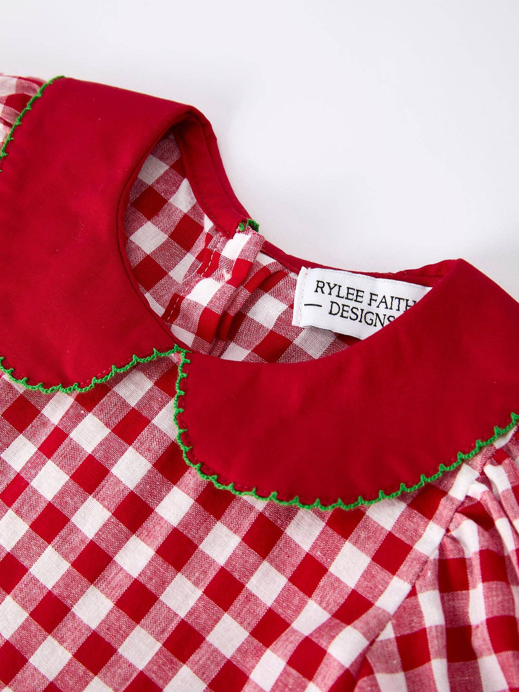 Christmas Plaid Dress with Tree Bow Accents- Red