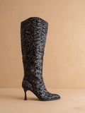 The Jewel Black Knee High Sequin Boot