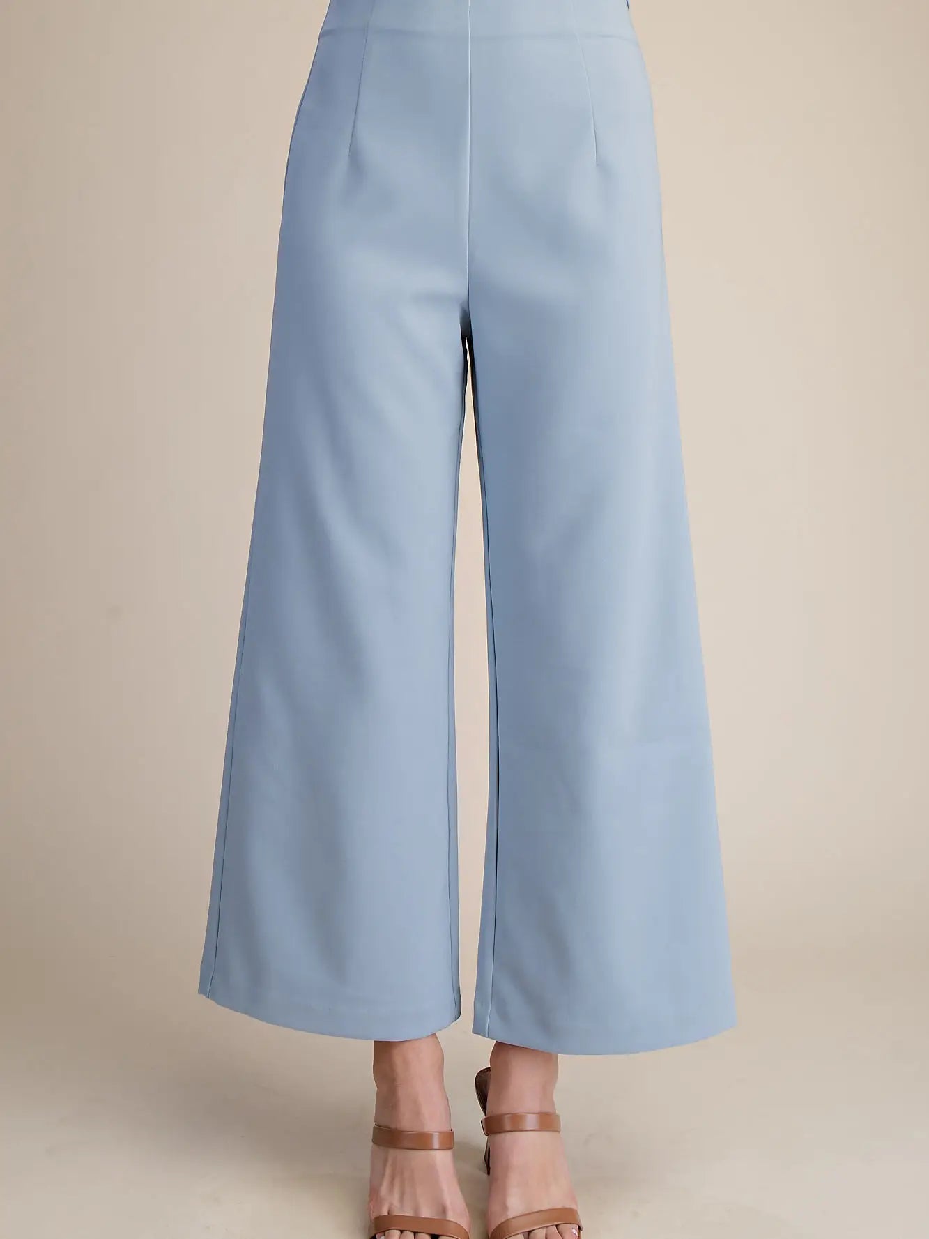 High Waist Wide Leg Pants- Powder Blue