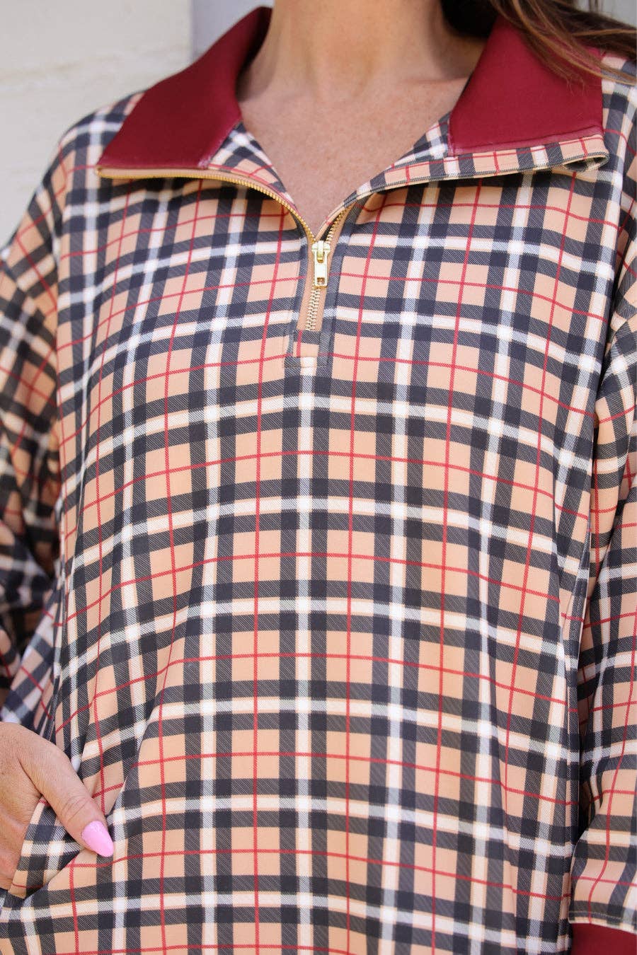 Quarter Zip Pullover- Multi Plaid
