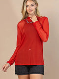 Solid Mock Neck Mesh Top