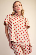 Polka Dot Ruffle Top