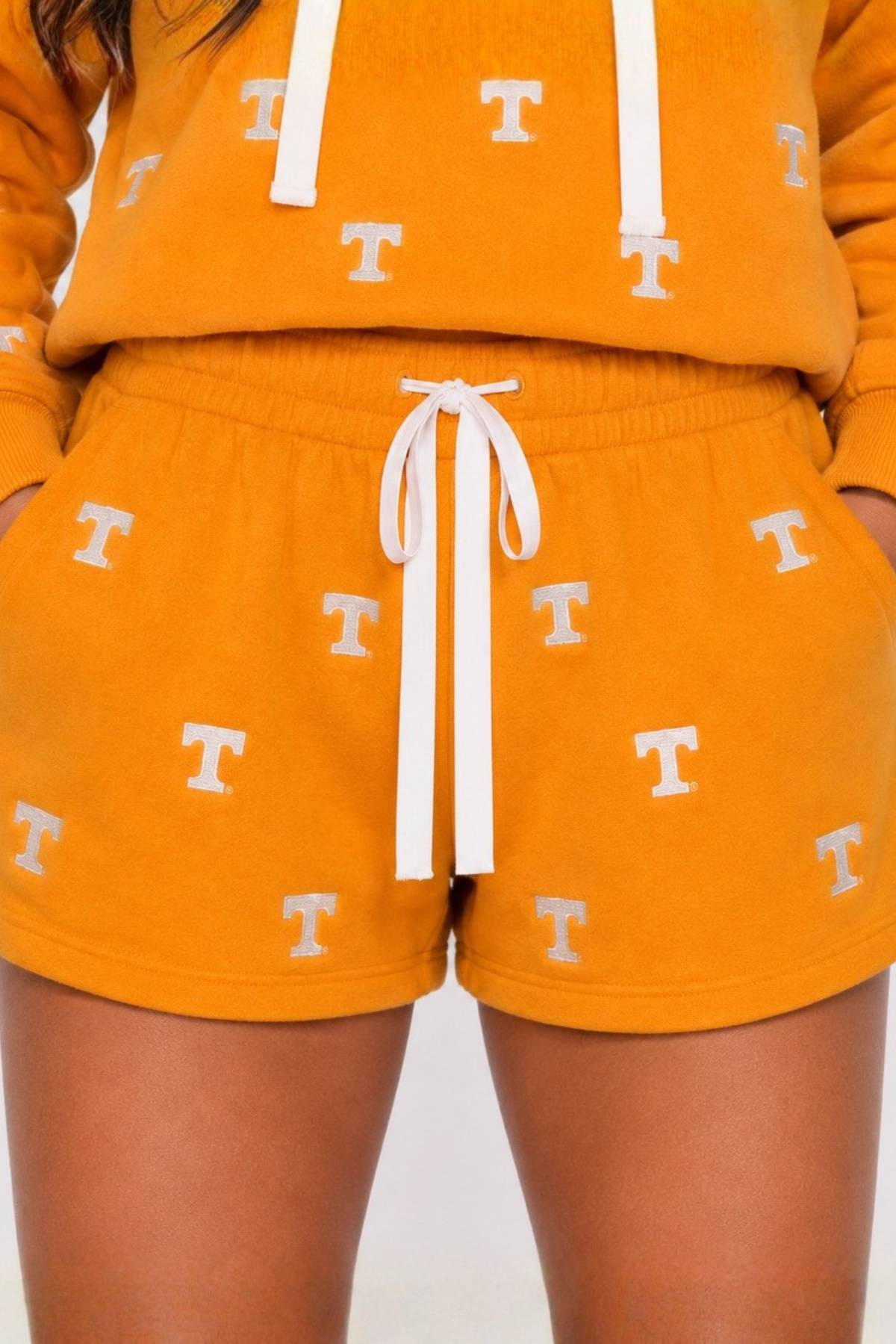 Tennessee Embroidered Fleece Shorts- Orange
