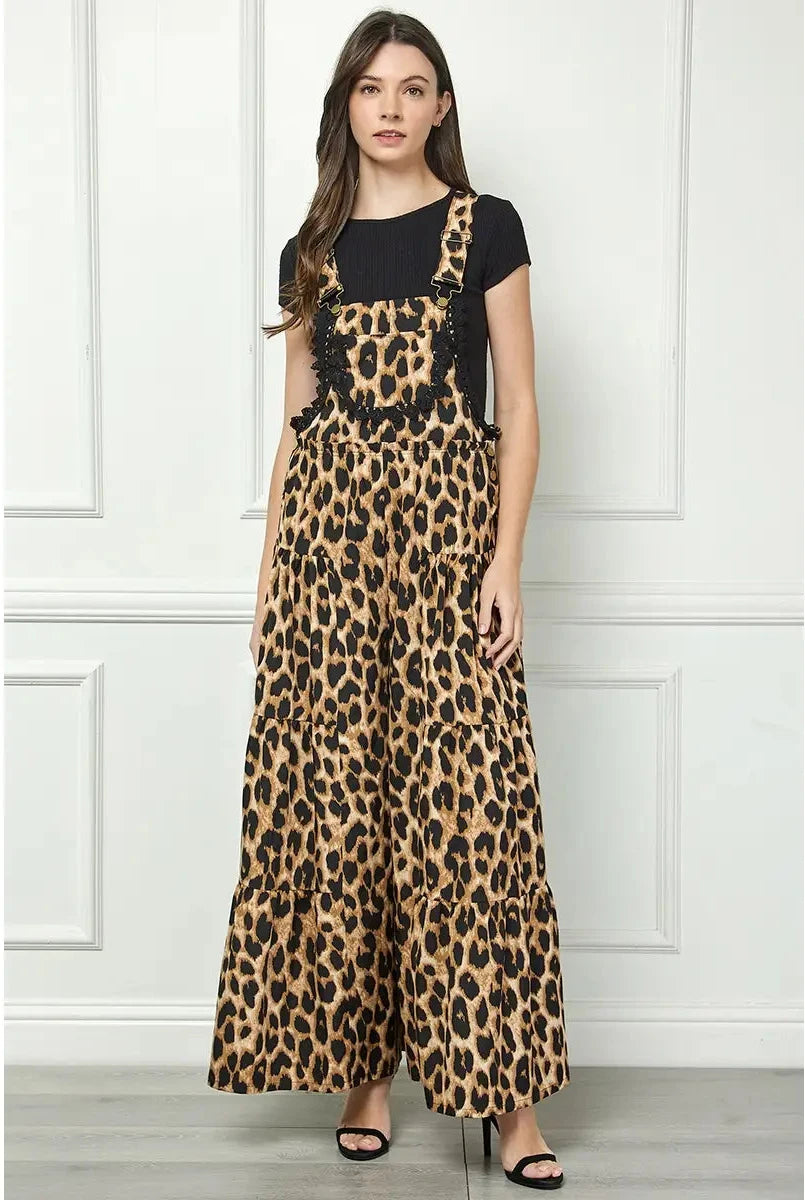 Flowy Cheetah Print Overalls