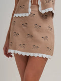 Rodeo Embroidered Mini Skirt- Taupe