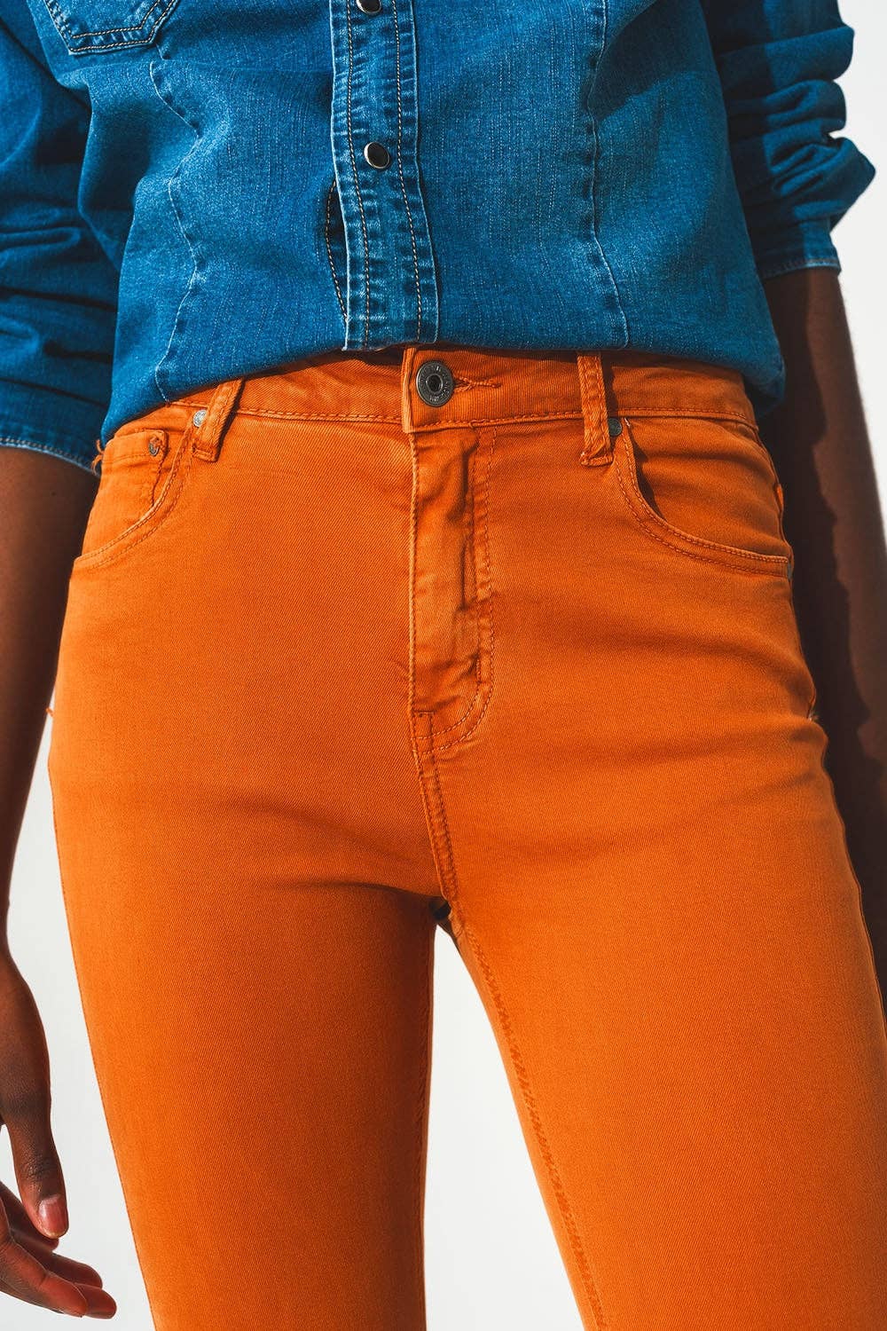 Flare Cropped Jeans- Orange