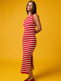 Stripe Midi Dress- Red/White