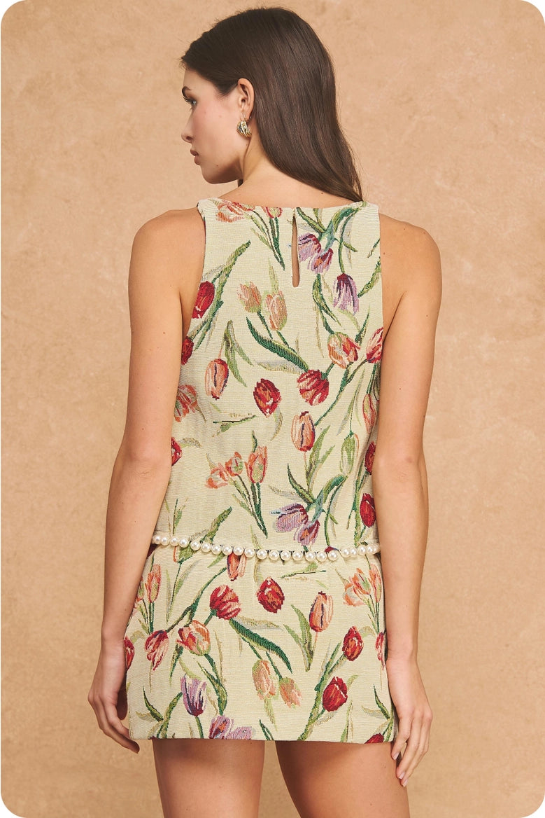 Floral Pearl Trim 2pc Set