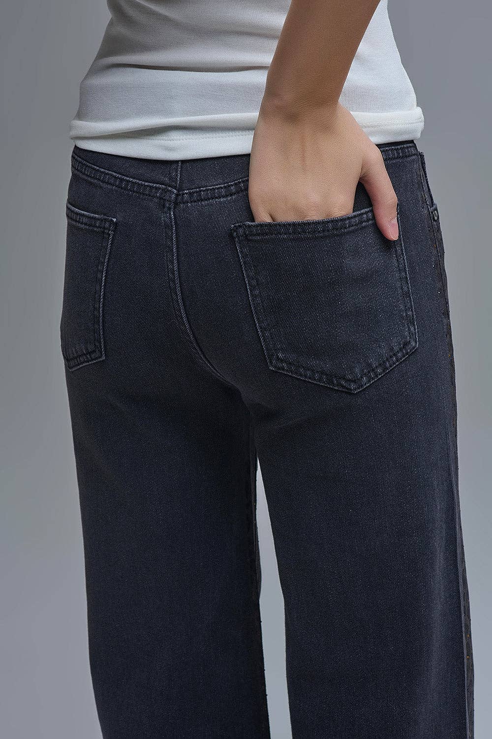 Leopard Print Straight-Leg Jeans- Black