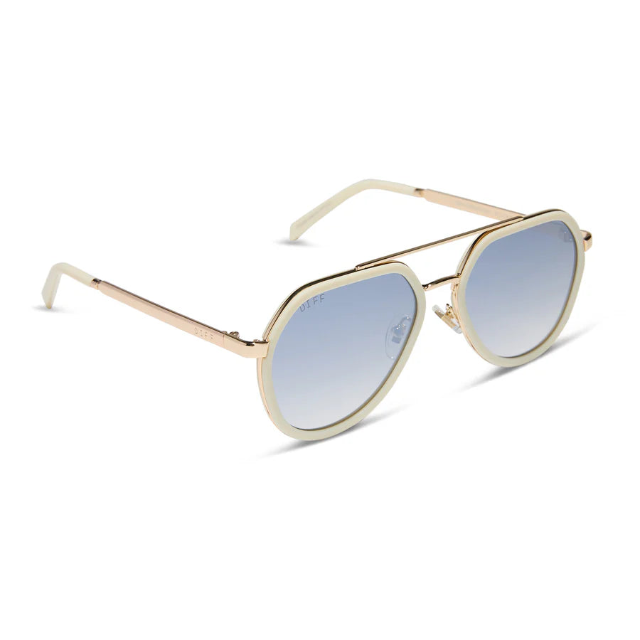 Joey Round Sunglasses- Ivory + Gold + Slate
