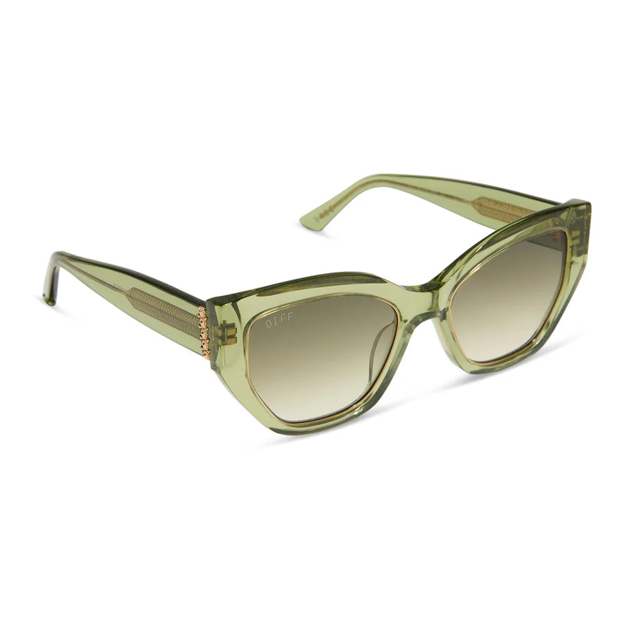 Thailand Cateye Sunglasses- Green Crystal + Olive