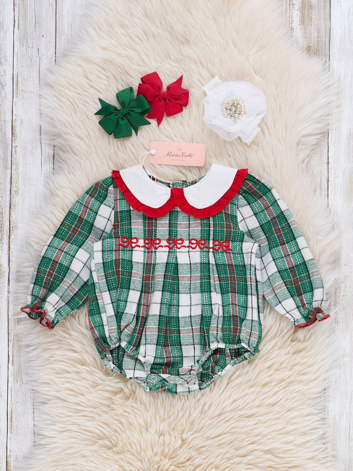 Christmas Bubble Outfit- Green/White