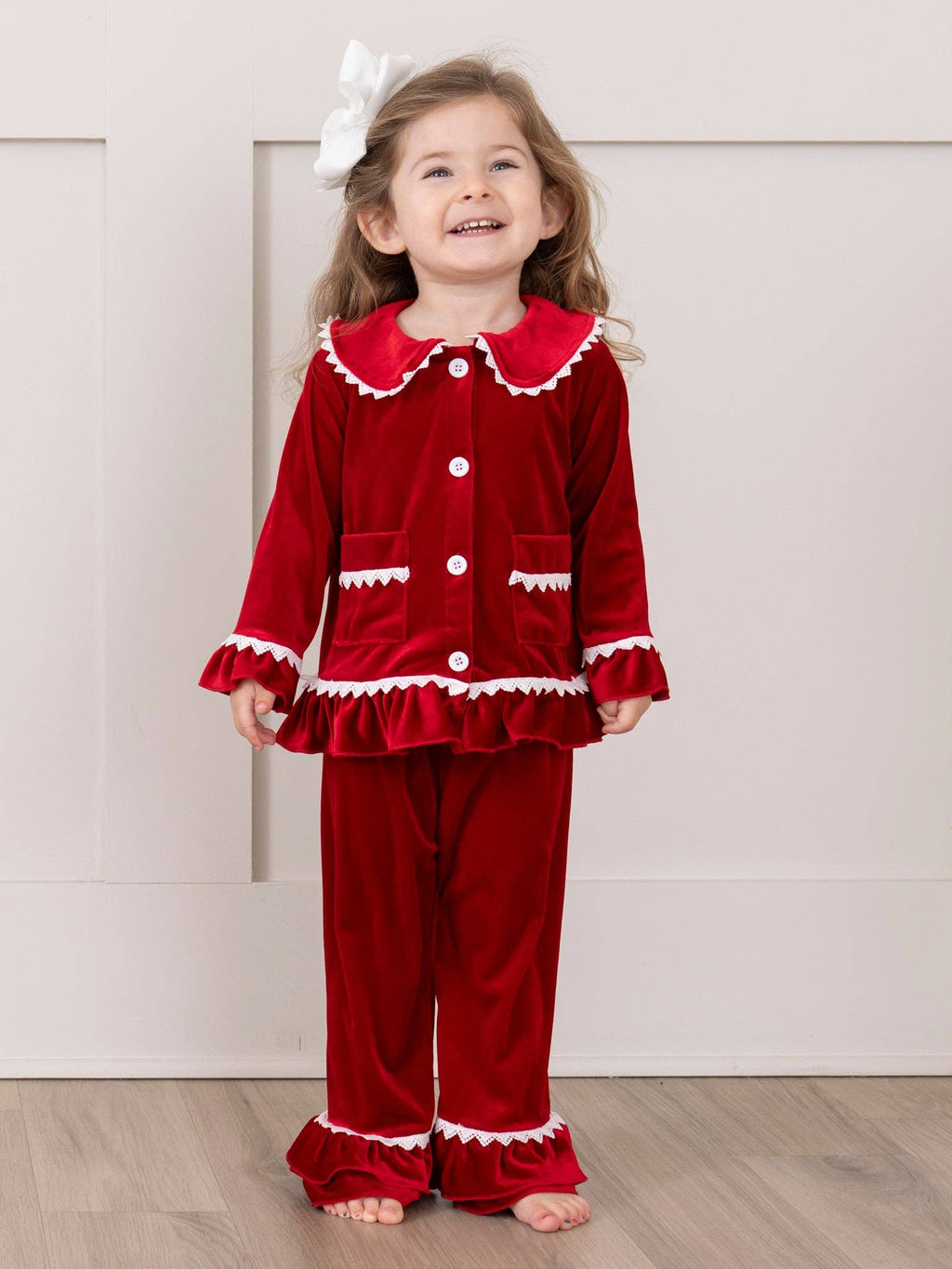 Christmas Boys & Girls Velvet Pajamas- Red