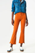 Flare Cropped Jeans- Orange