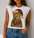 Jeweled Collar Santa Hat Leopard Graphic Tee