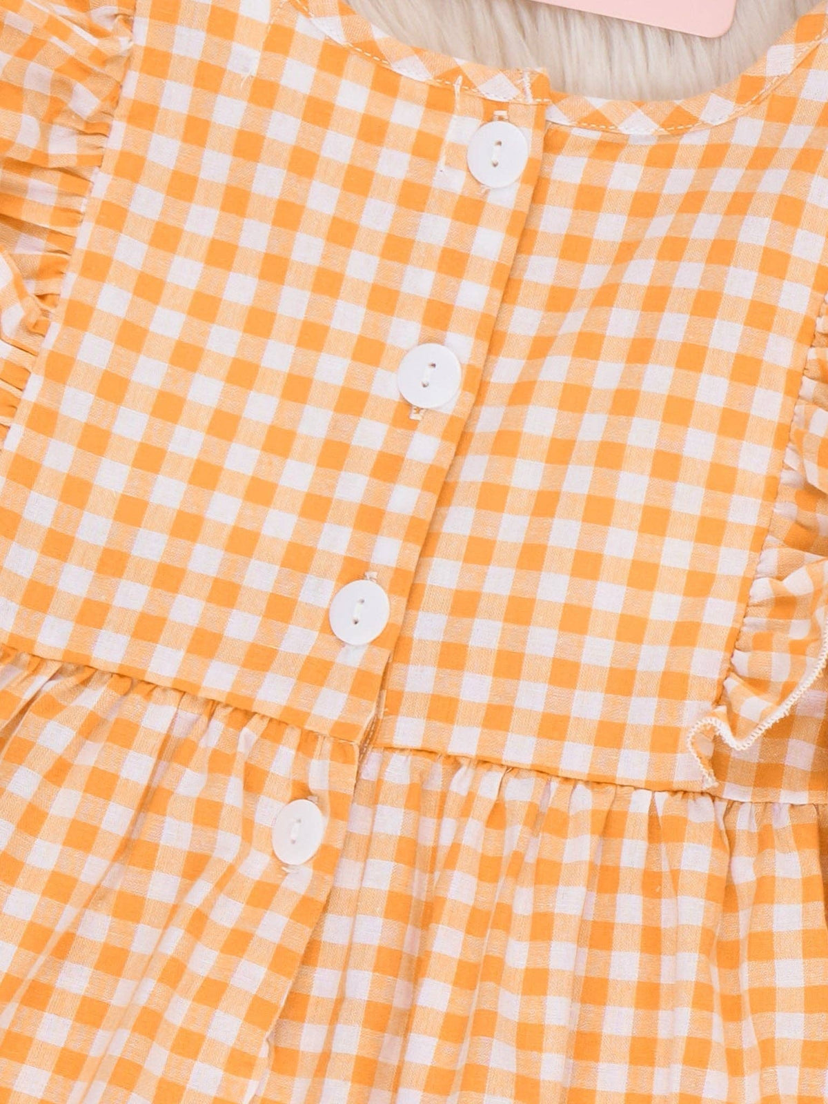 Football Gingham Dress- Orange/White