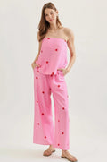 Linen Two Piece Set- Pink/Red