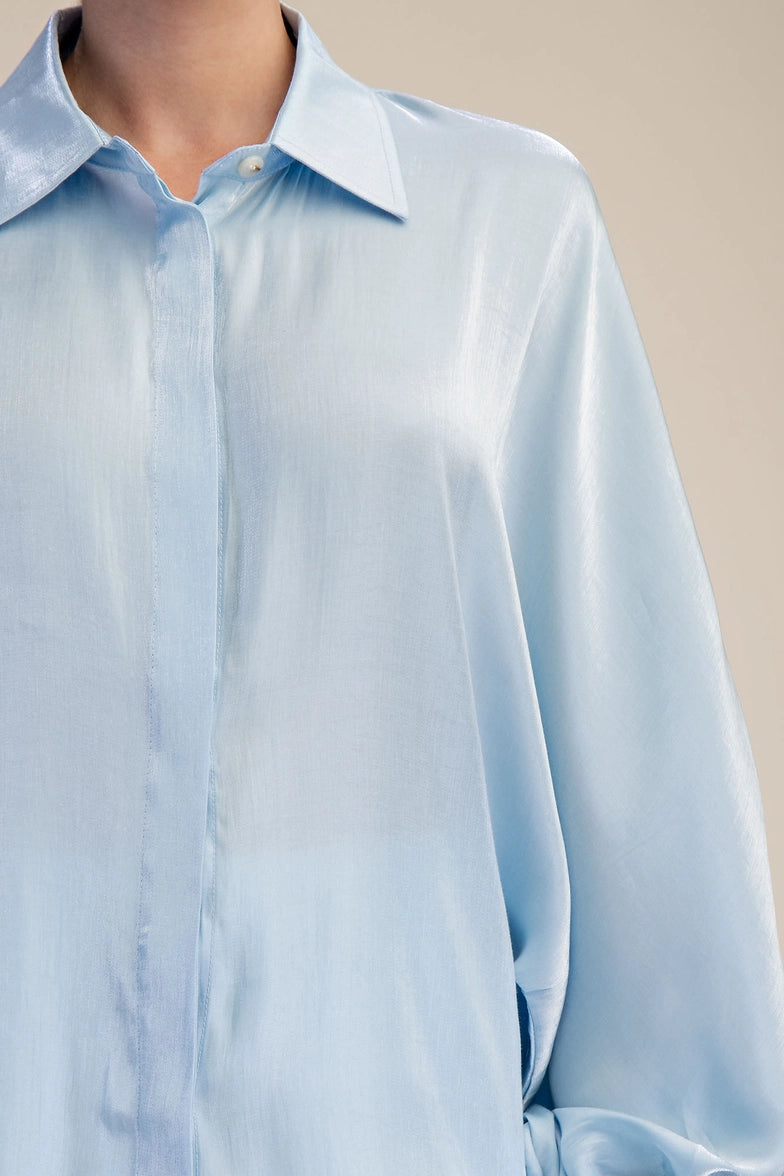 Voluminous Sleeve Blouse- Blue