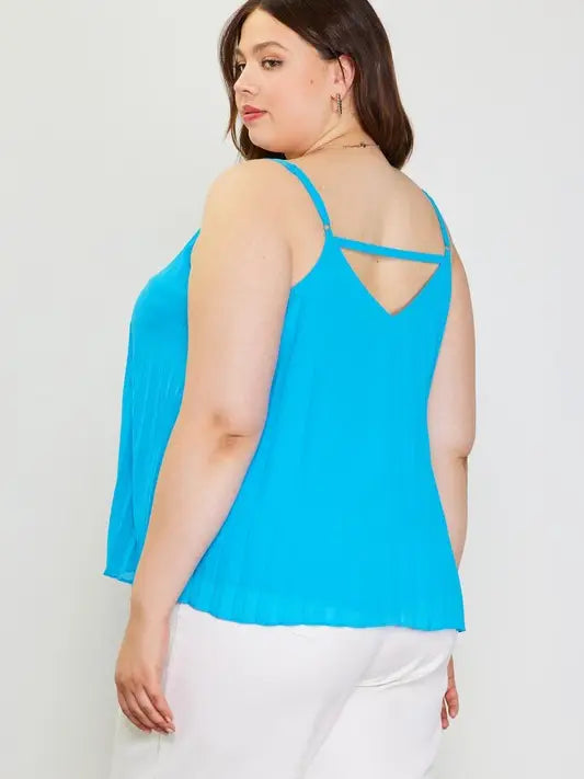 Plus Size Back Strap Detail Pleated Cami Top