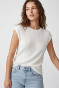 Ribbed Knit Slim Fit Sleeveless Sweater- White