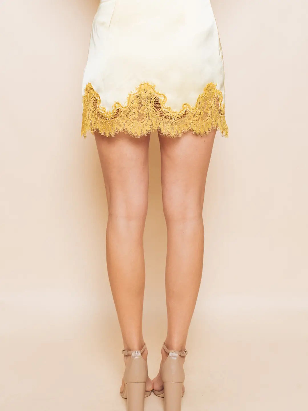 Lace Trimmed Mini Skirt- Gold