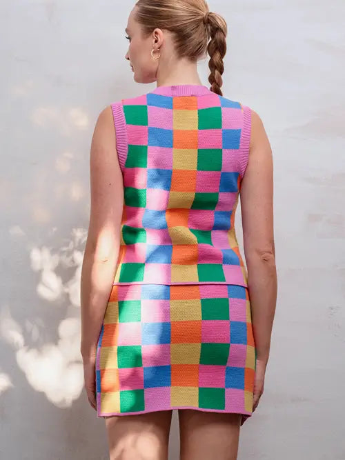 Multicolor Checker Two Piece Set