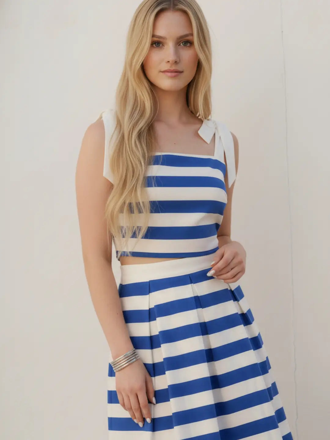 Striped Two Piece Set- Blue/White