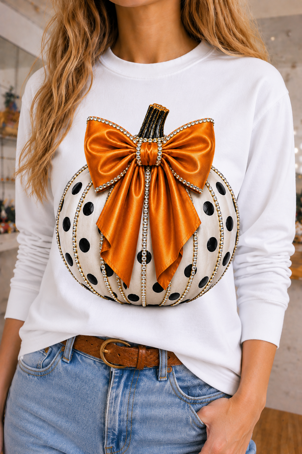 Orange Bow Pumpkin Graphic Tee