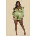 Plus Size Long Sleeve Romper- Olive