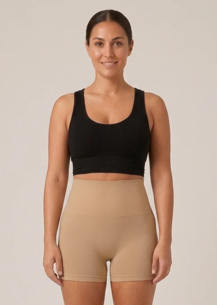 High Waist Curvy Boyshorts- Tan