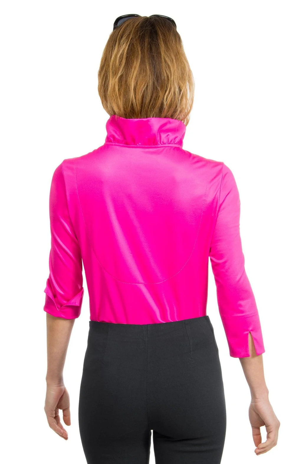 Jersey Ruffneck 3/4 Sleeve Top- Pink