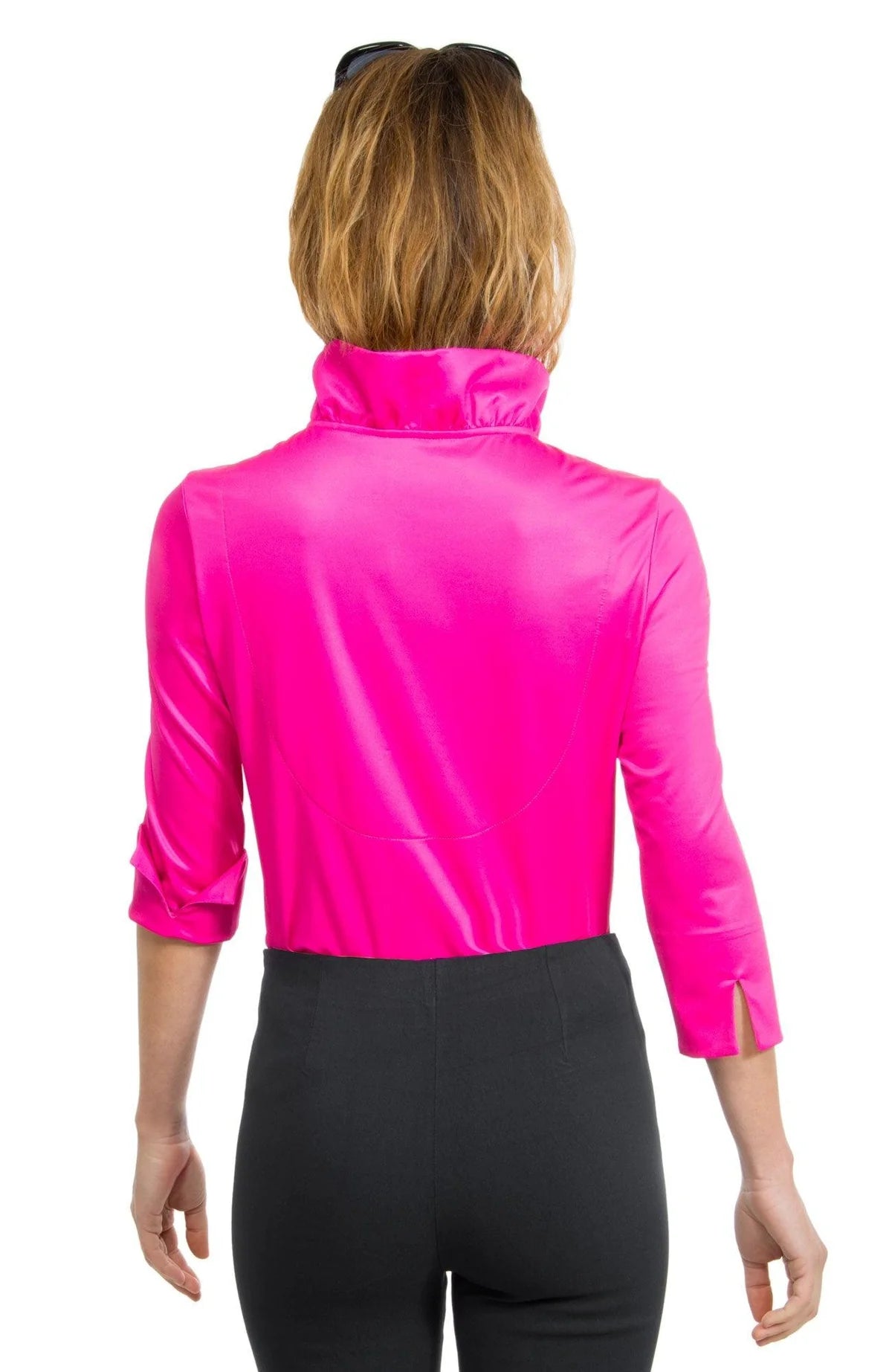 Jersey Ruffneck 3/4 Sleeve Top- Pink