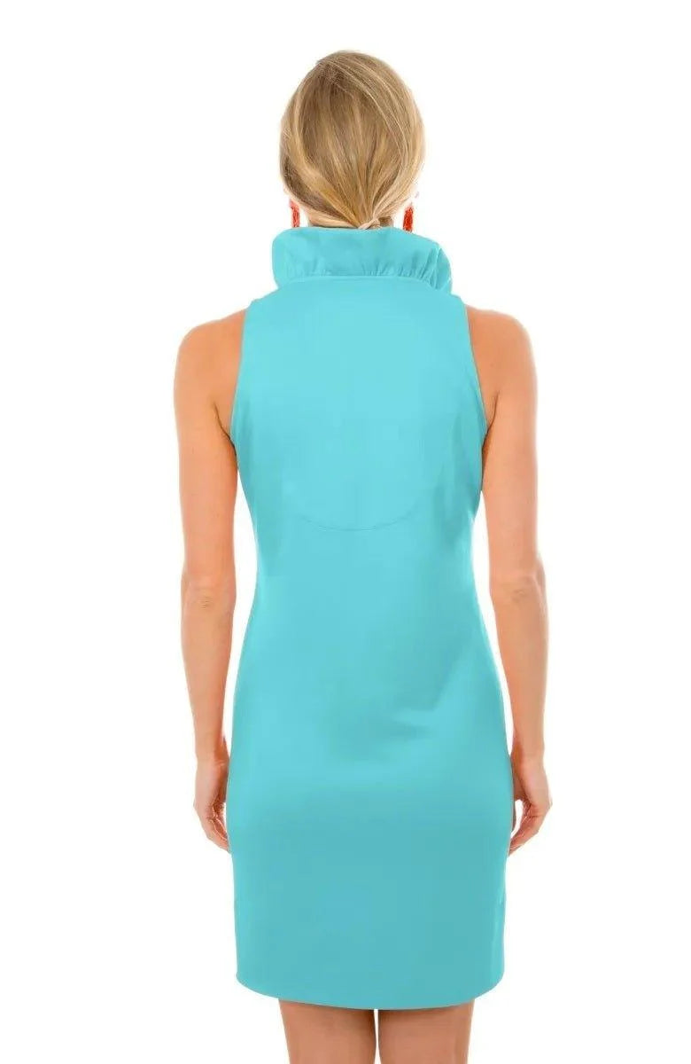 Ruffneck Dress Sleeveless- Turquoise