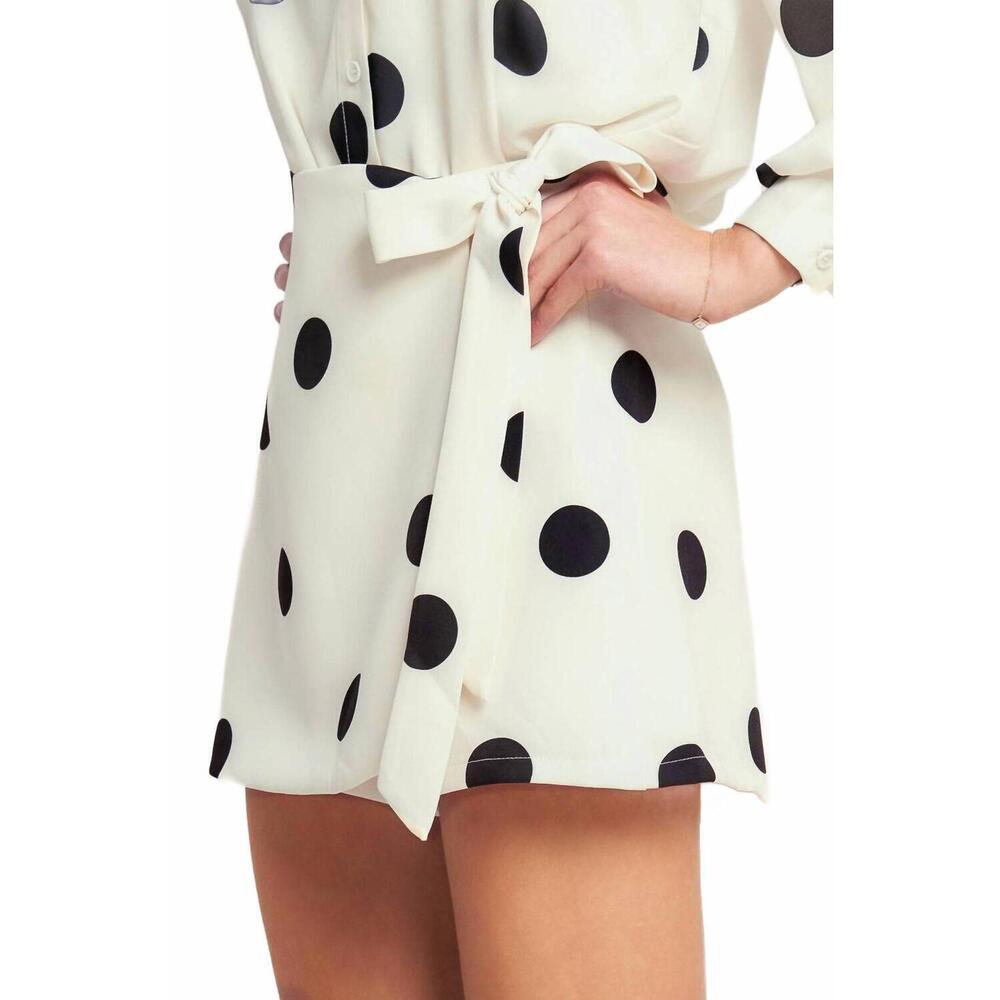 Polka Dot Tie Skort- Ivory/Black
