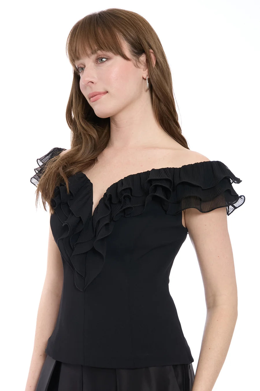 The Soho Off The Shoulder Silhouette Blouse- Black