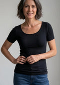 Short Sleeve Reversible Regular Top- Black