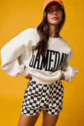 Checkered Denim Shorts- Black/White